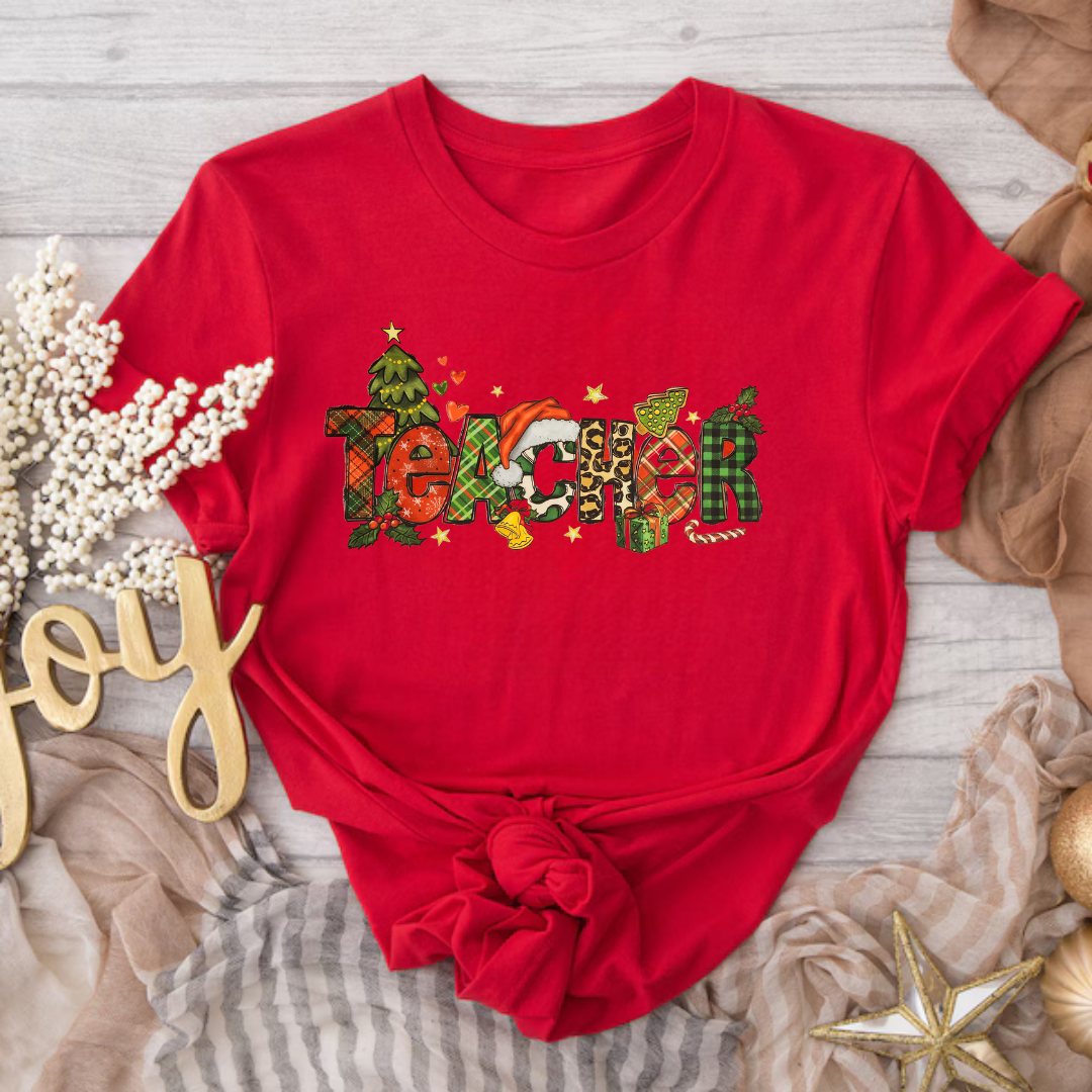 Christmas Teacher Word  T-Shirt