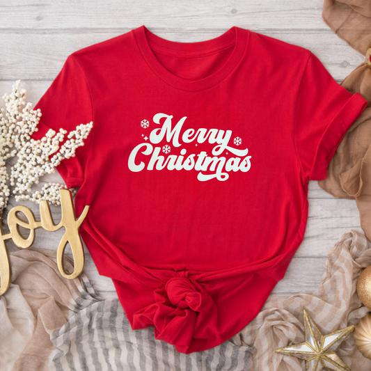 White Glitter Merry Christmas T-Shirt