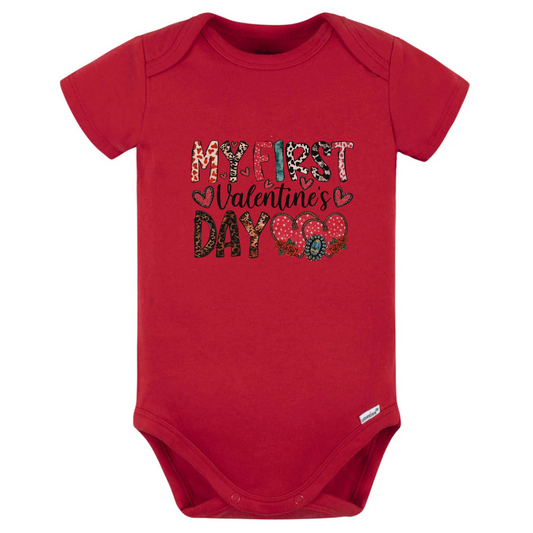 My First Valentine's Day Infant Onesie Red