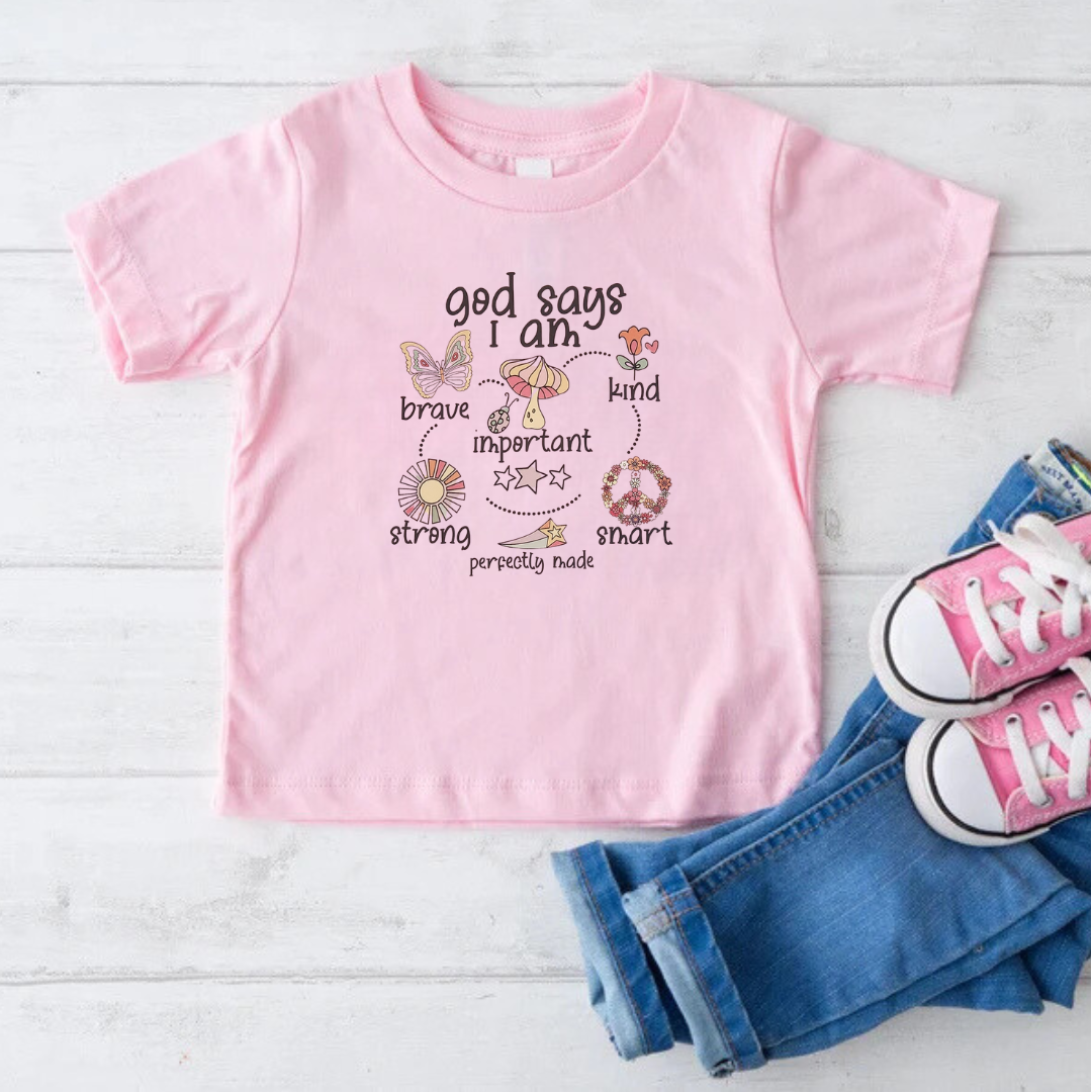 Toddler God Says I am - Butterfly T-Shirt