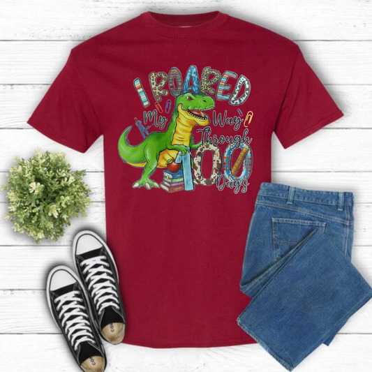 Youth 100 Days Dinosaur T-Shirt