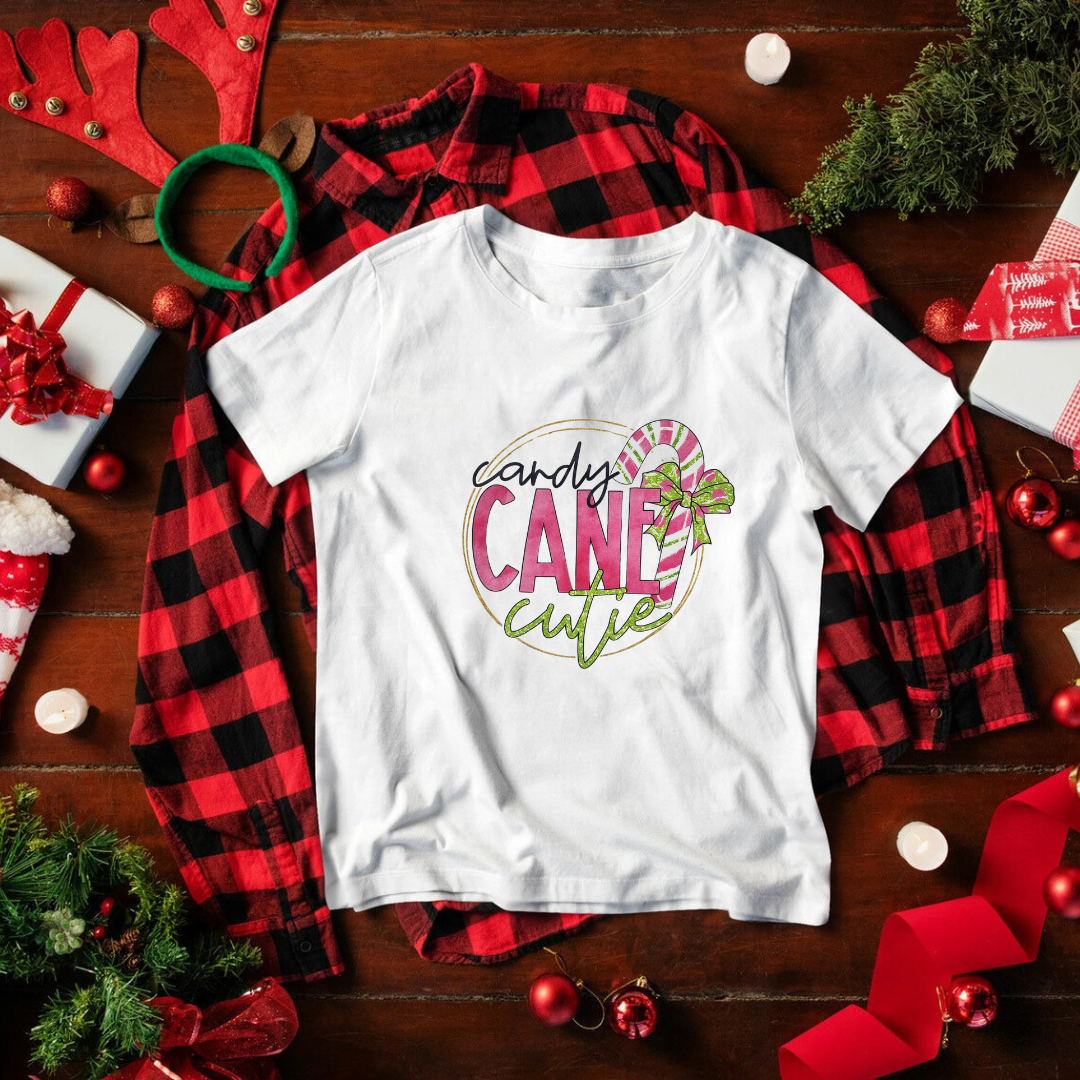 Youth Pink Circle Candy Cane Cutie T-Shirt